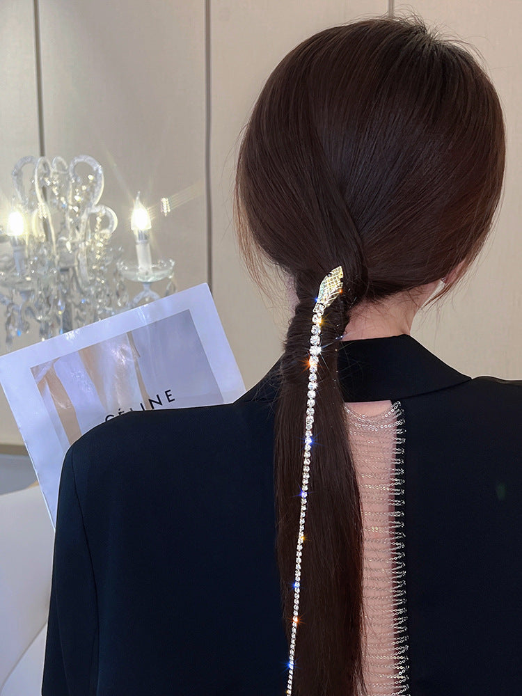 Punk Long Rhinestone Shining Snake Hairstick