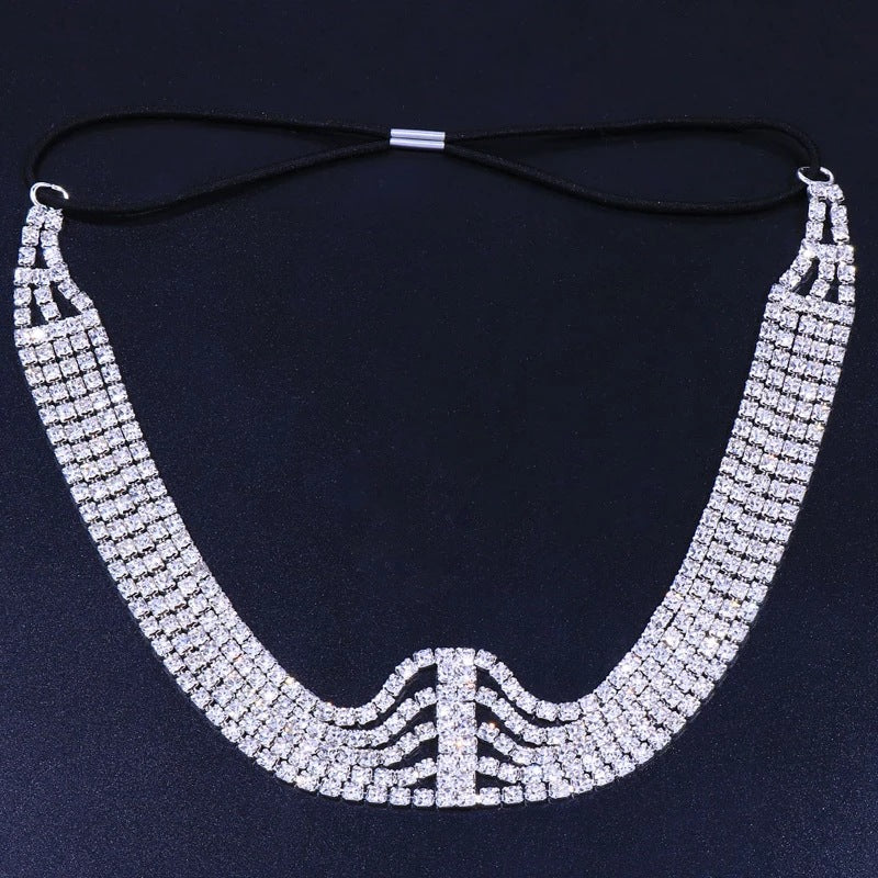 Women Jewel Fashion Bling Crystal Rhinestone Elastic Headband