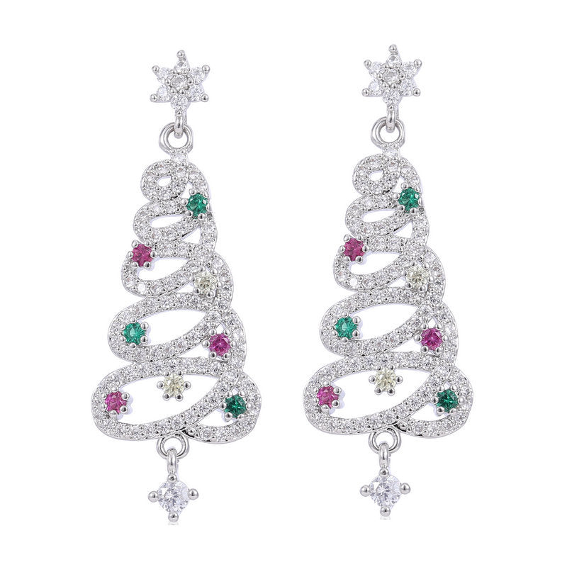 Shining Rhinestone Christmas Tree Earring