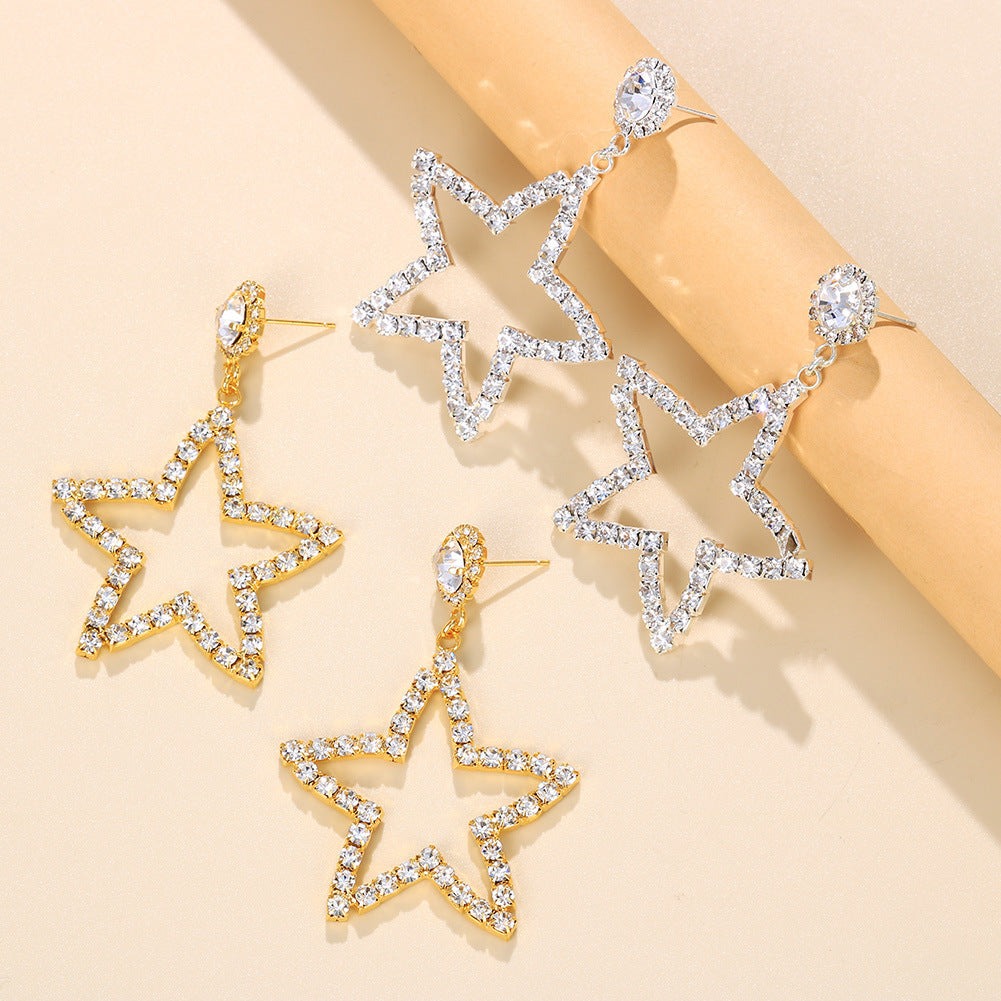 Crystal Star Statement Drop Earrings