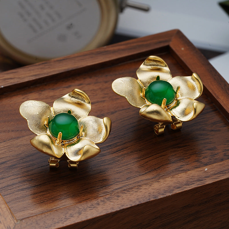 18K Vintage Gold Flower Earring