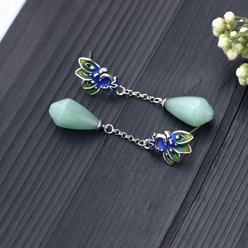 Designer Handmade Green Peacock Drop Earring