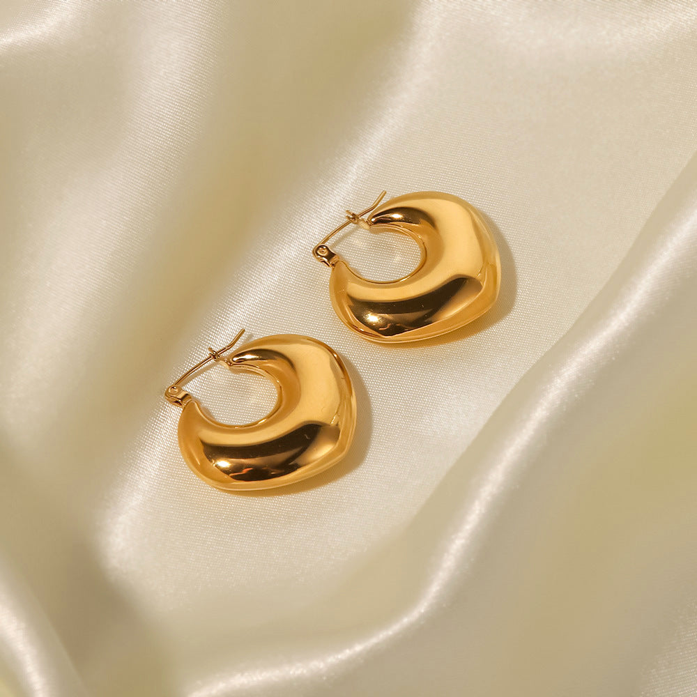 Gold Bold Flat Twist Hoop Earrings