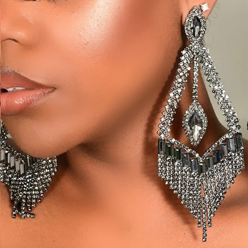 Large Sexy Tassel Rhinestone Earring