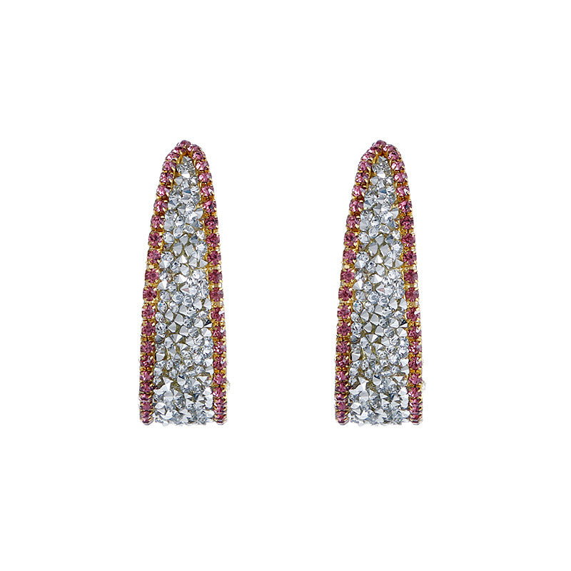 Simple Stylish Rhinestone Decor Open Hoop Earrings