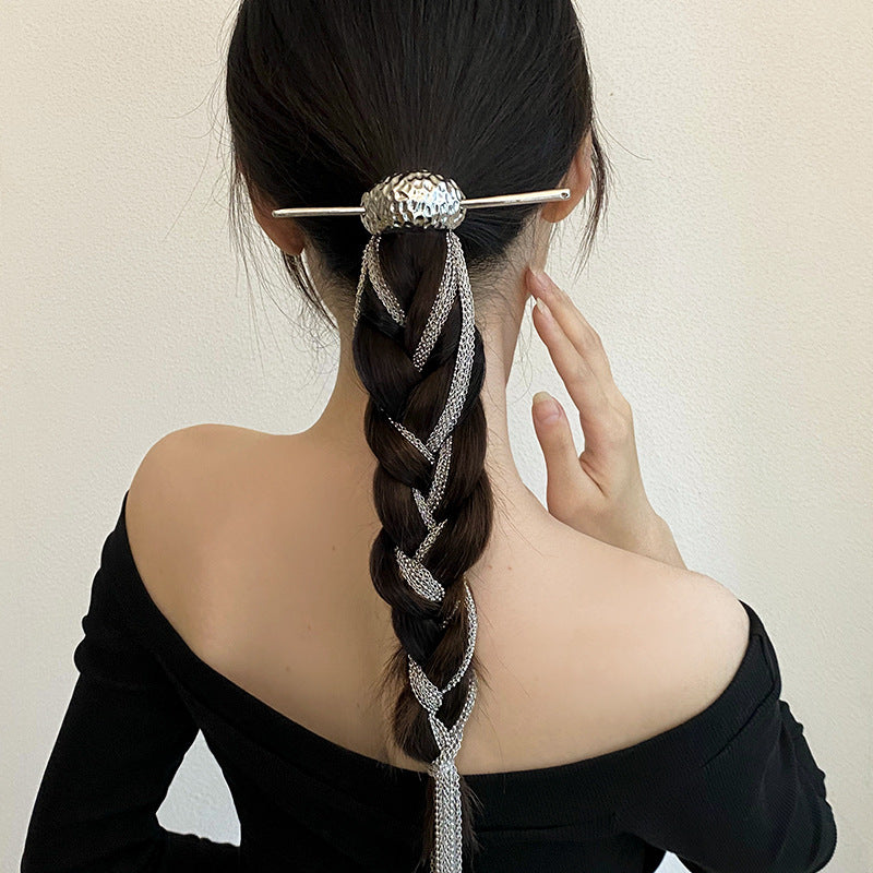 Retro Silver Metal Hairpin Irregular Tassel Hair Sticks