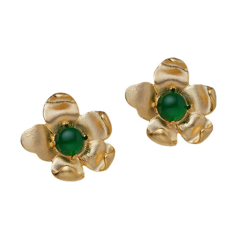 18K Vintage Gold Flower Earring