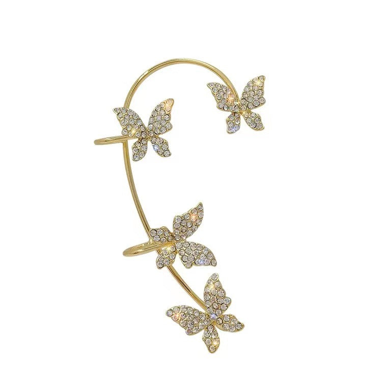 Super Flashing Butterfly Cuff Earrings Diamond Earrings No Piercing