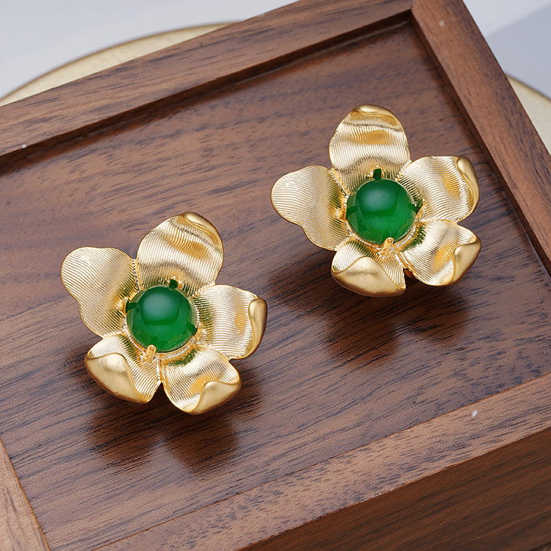 18K Vintage Gold Flower Earring