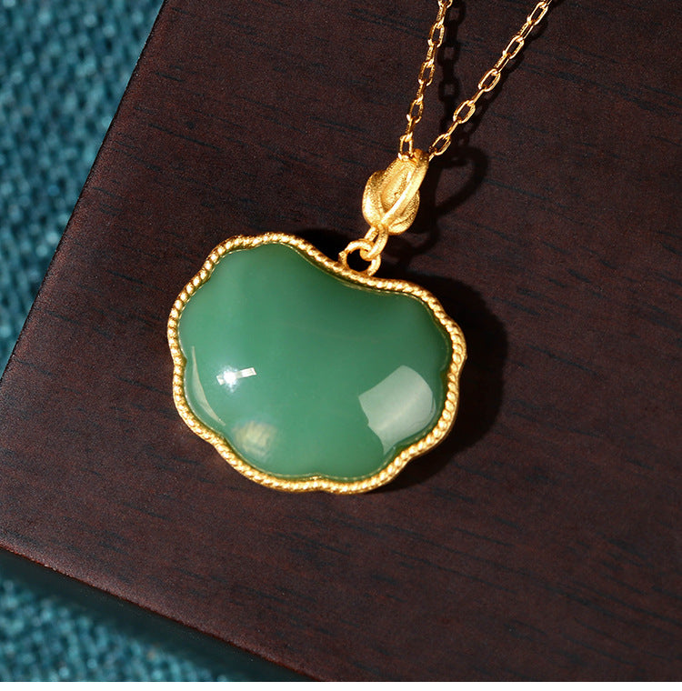 Chinese Traditional Gold-plated and Jade Necklace