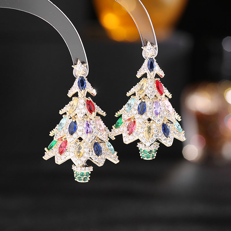 Fancy Designer Vintage Multicolor  Zircon Christmas Tree Earring