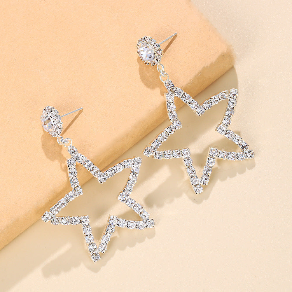 Crystal Star Statement Drop Earrings