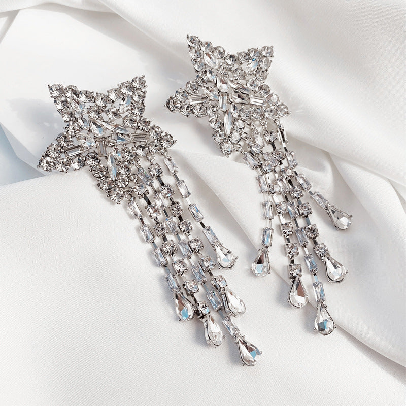 Shining Star Tassel Silver Plating Drop Earring