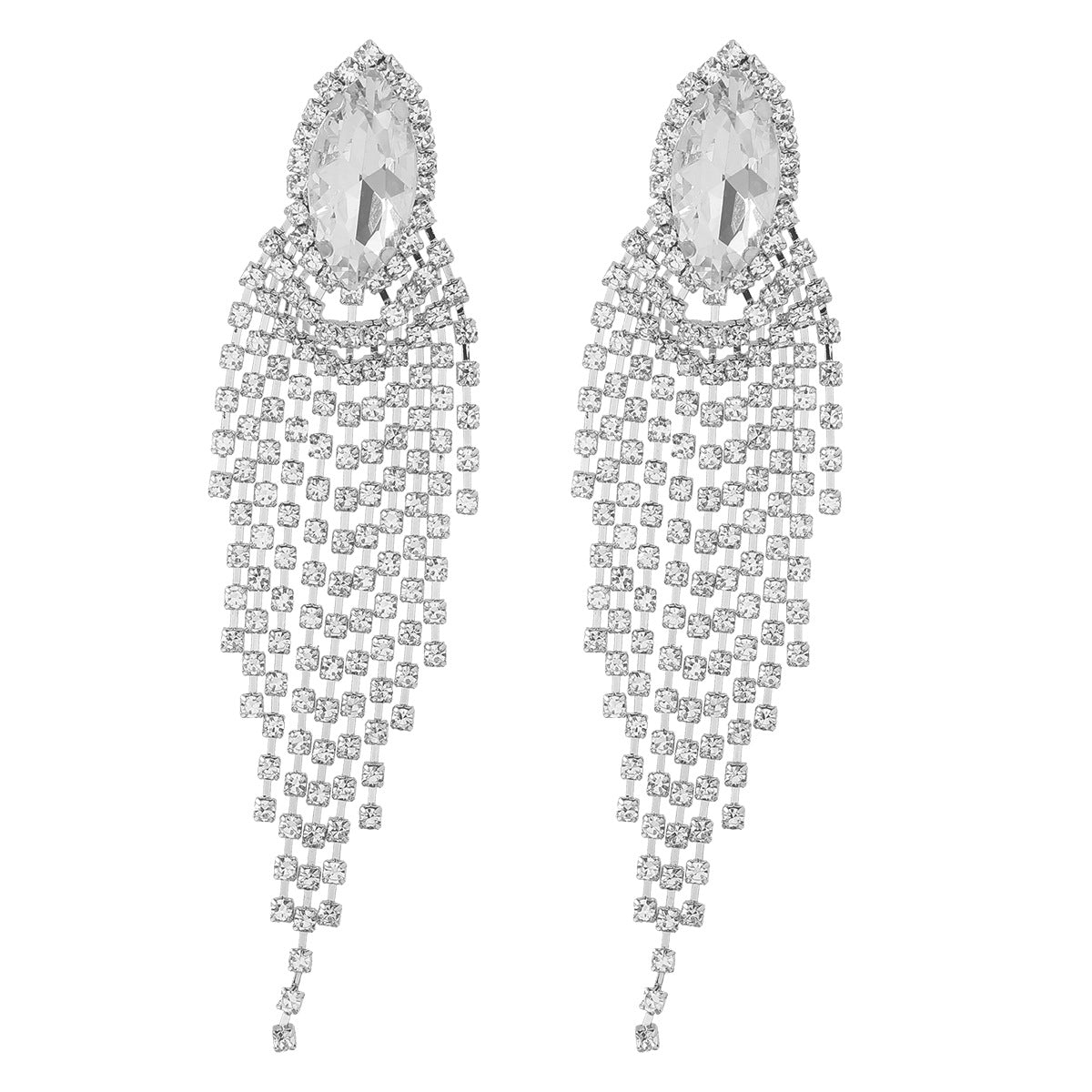 Large Statement Women Long Tassels Rhinestone Earrings