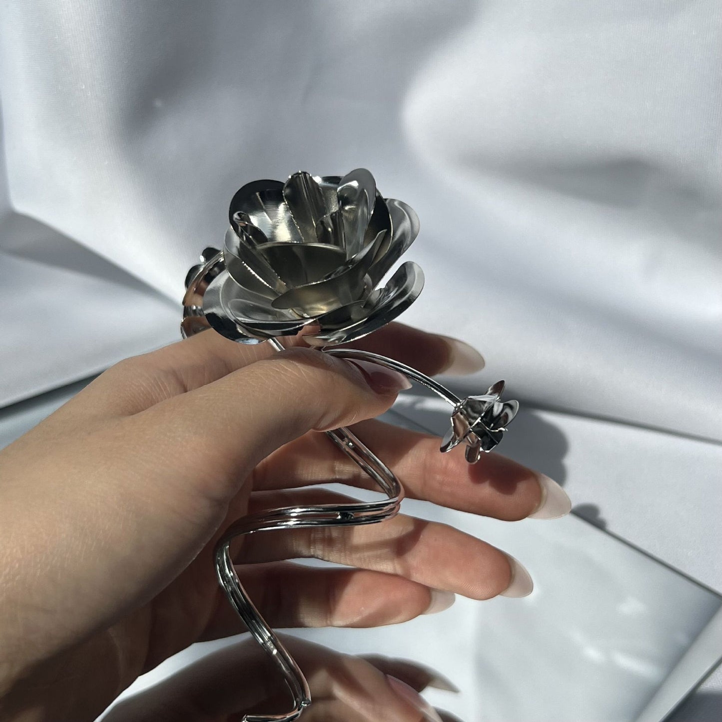 Silver Alloy Designer Rose Hairpin