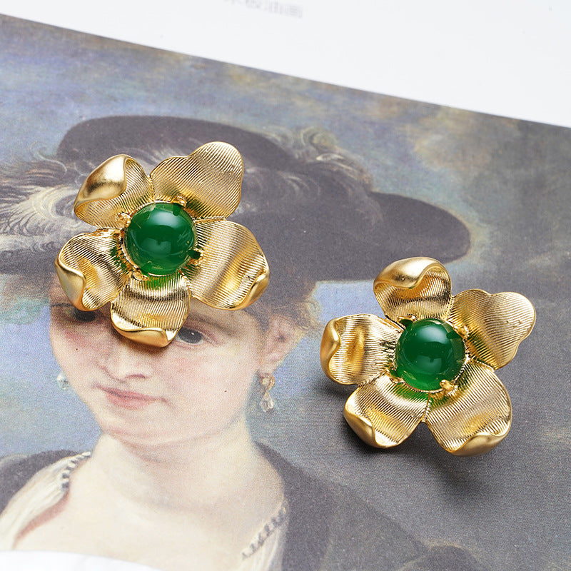 18K Vintage Gold Flower Earring