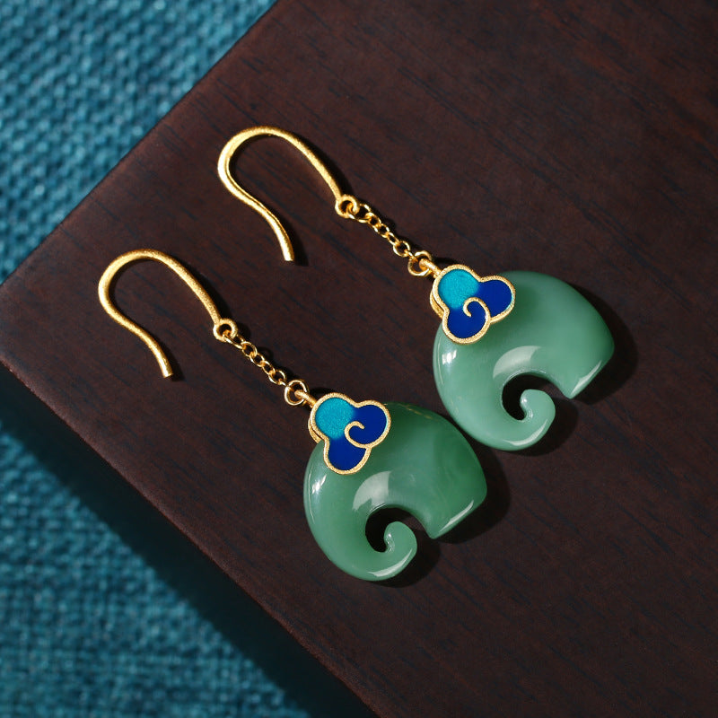 Designer Cute Green Elephant Drop Earring