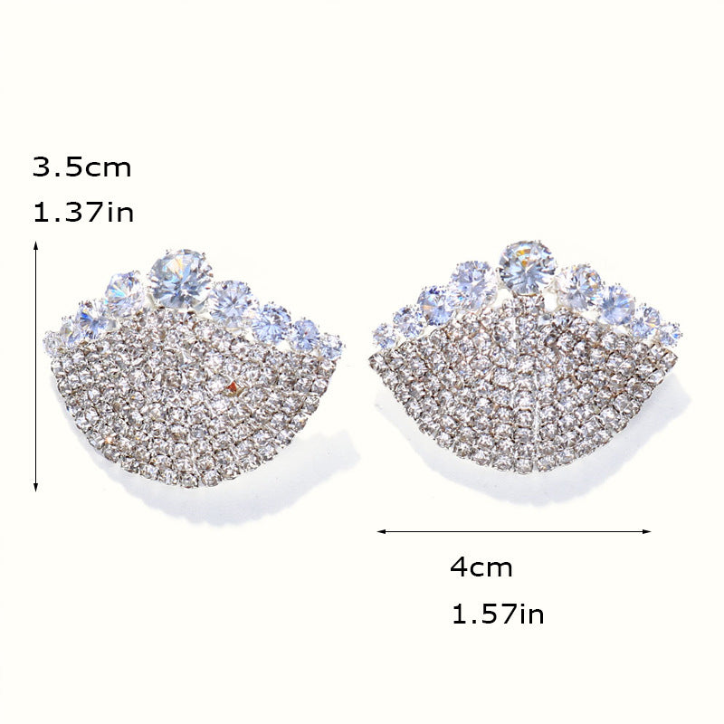 Women's Rhinestone Fanshaped Bling Earrings