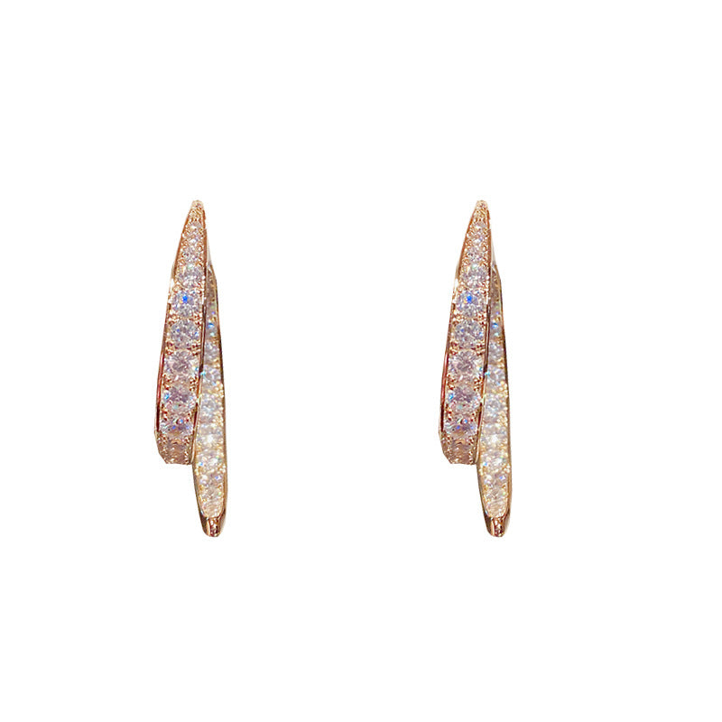 Chic Stylish Shining Front and Back Interlaced Zircon Temperament Drop Earring