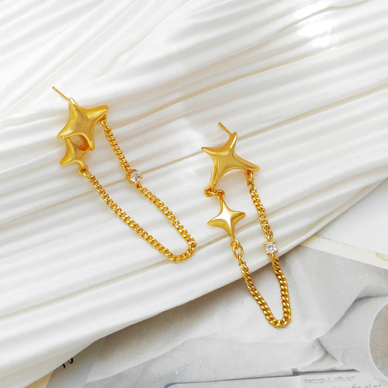 Trendy Twinkle Starry Chain Drop Earring