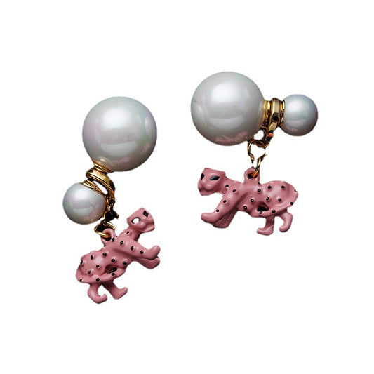 Pink Panther Pearl Stud Earring