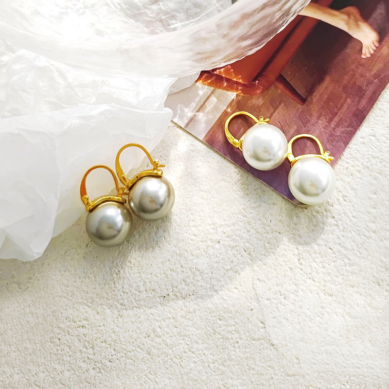 Simulated Shell Pearl Drop Earrings Dangle Stud Earrings for Women