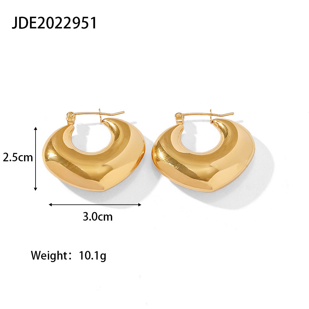 Gold Bold Flat Twist Hoop Earrings