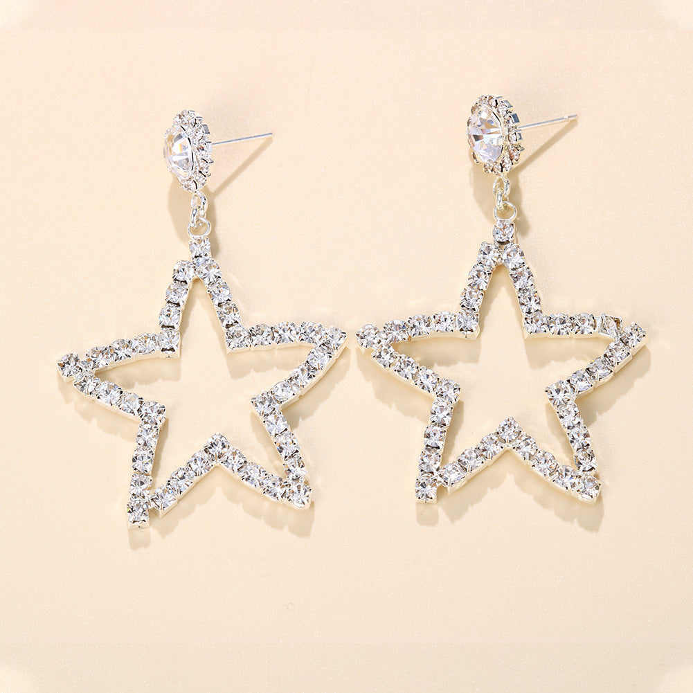 Crystal Star Statement Drop Earrings