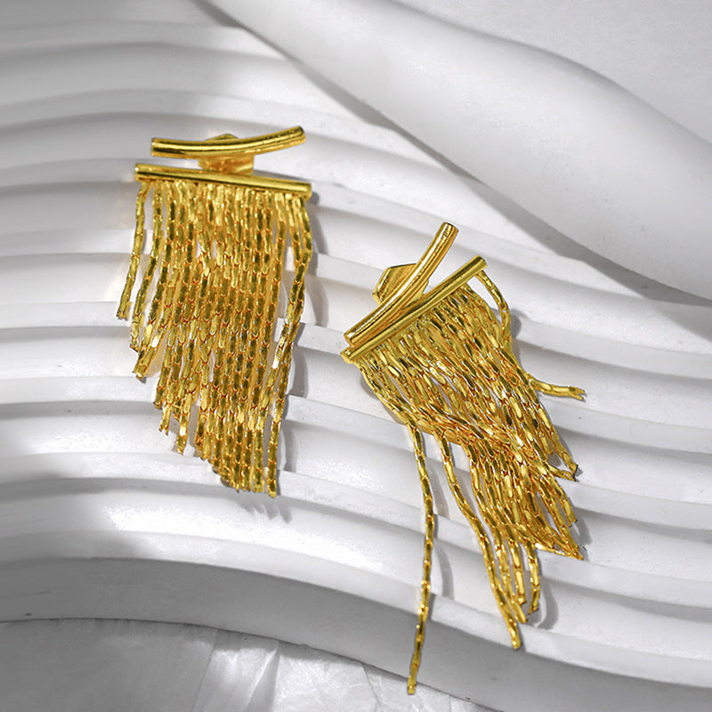 High-fashion Chic Gold Plated Fringe Earring