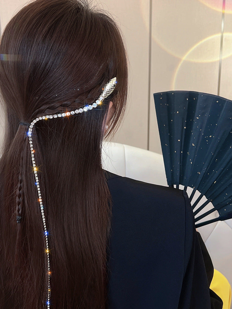 Punk Long Rhinestone Shining Snake Hairstick