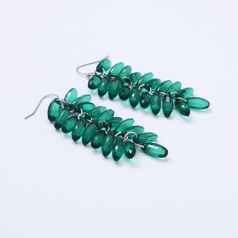 Vintage Green Rhinestone Beads Drop Earring