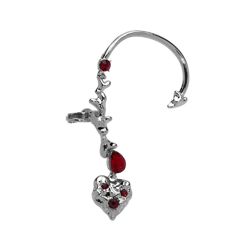 Chic Unique Gothic Red Heart Cuff Earring