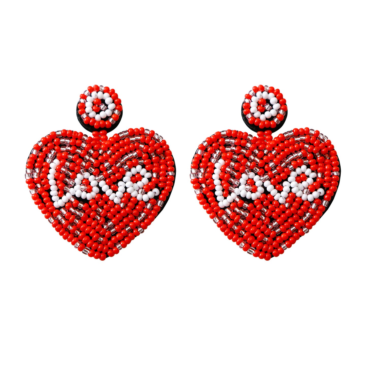 Statement Love Heart Beaded Drop Earrings