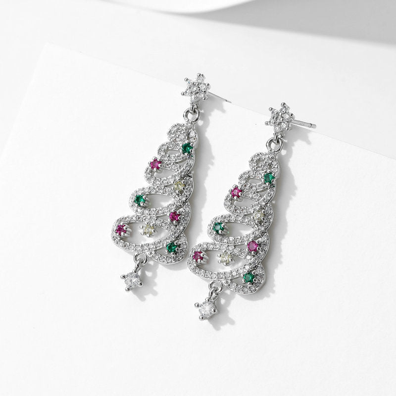 Shining Rhinestone Christmas Tree Earring