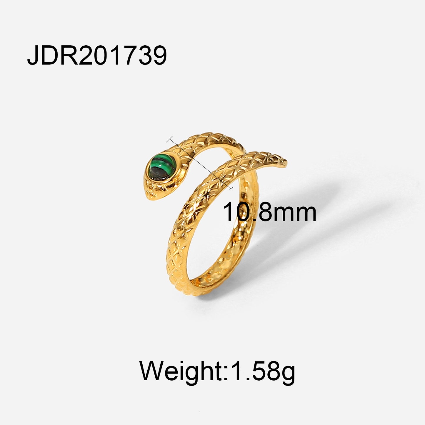 Gold-plated Gold Green Stone Snake Ring