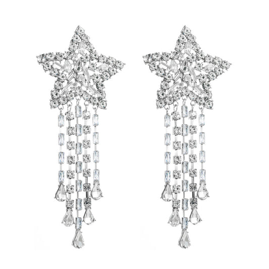 Shining Star Tassel Silver Plating Drop Earring