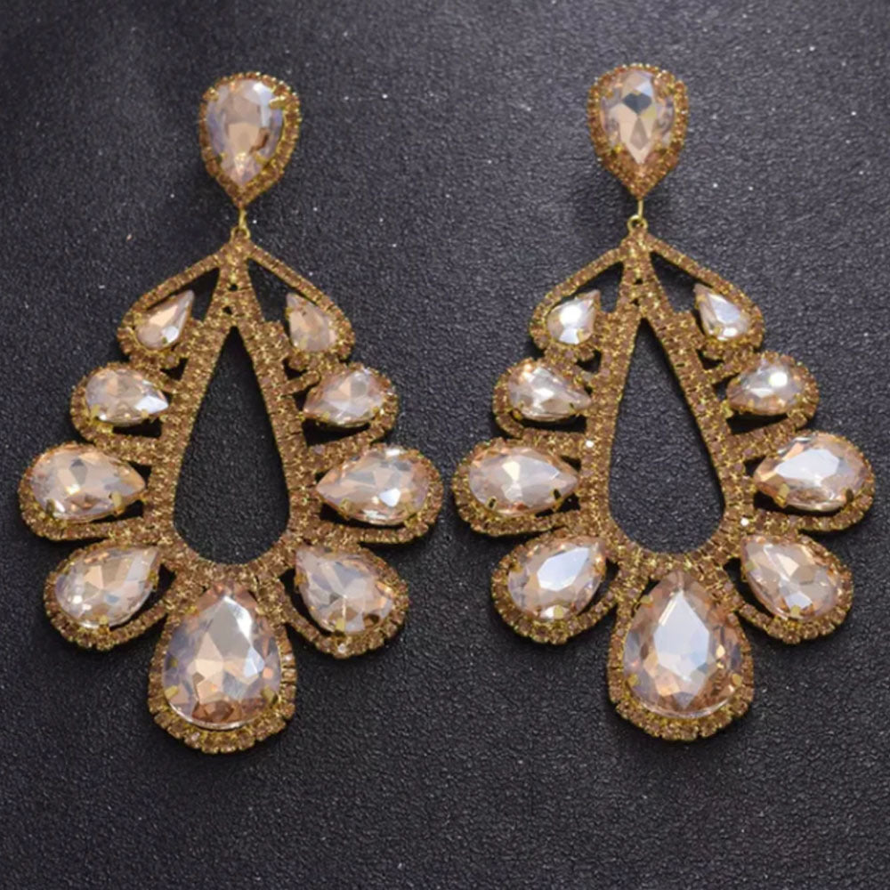 Elegant Crystal Large Rhinestone Statement Earring