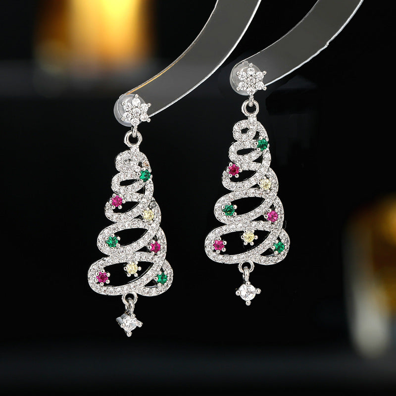 Shining Rhinestone Christmas Tree Earring