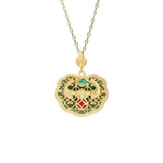 Chinese Traditional Gold-plated and Jade Necklace