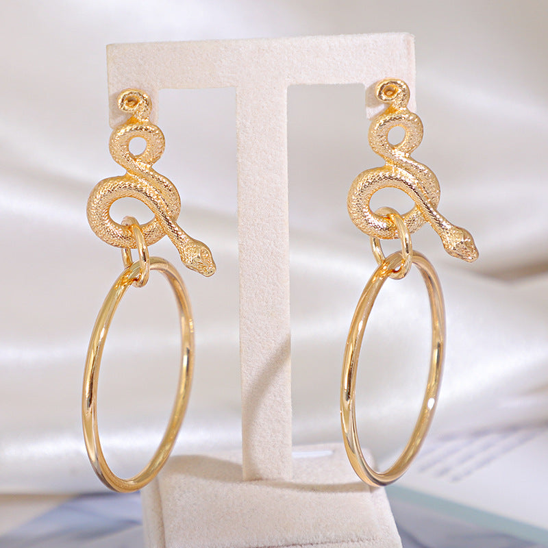 Stylish Special Oversized Gold Snake Hoop Earring