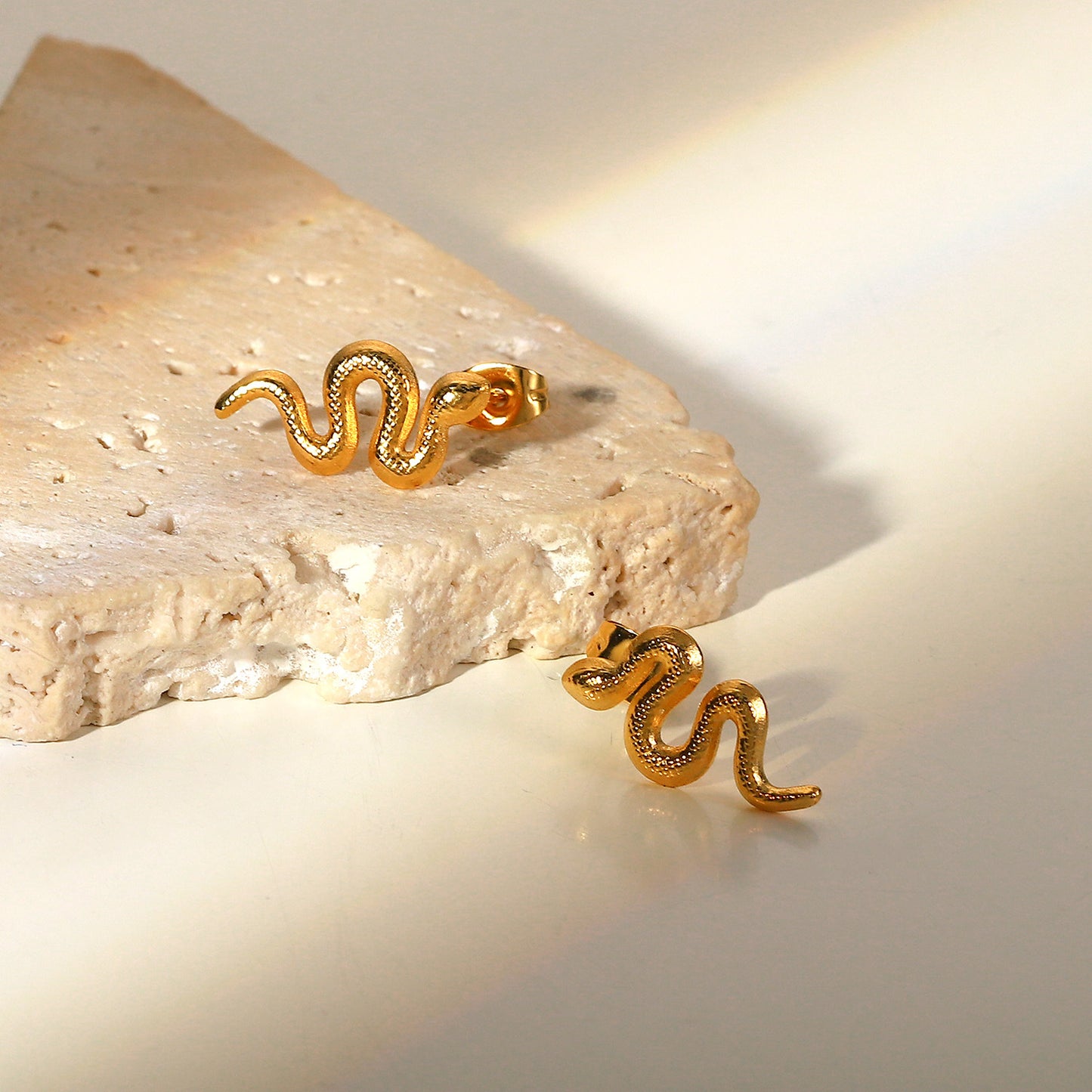 Stylish Gold Plated Snake Stud Earring