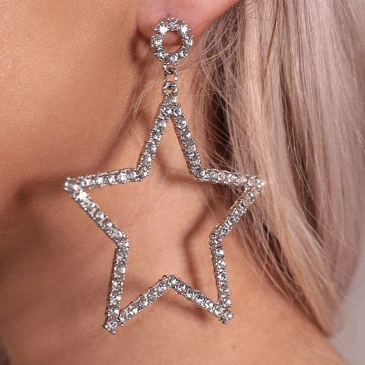 Crystal Star Statement Drop Earrings