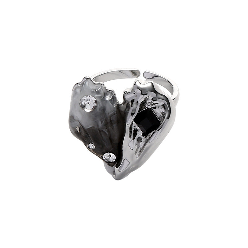 Designer Gray Heart-shaped Opening Ring