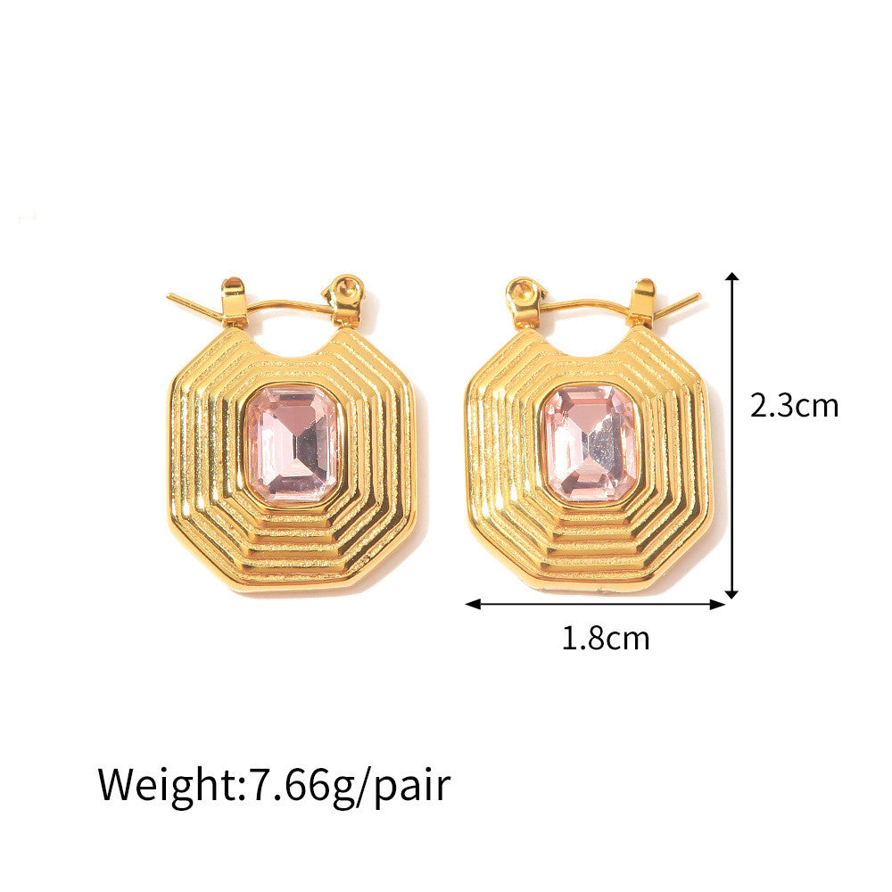 Ridged Pyramid Crystal Pendant Earrings