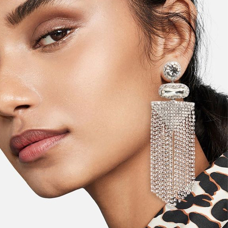 Gorgeous Rhinestone Fancy Tassel Earrings