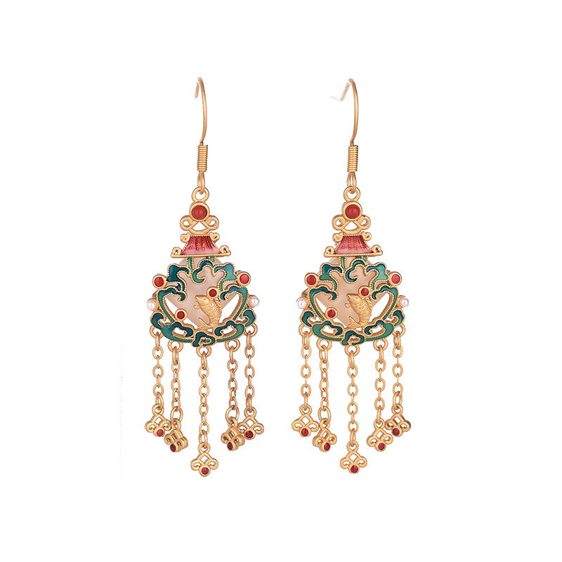 Chic Chinese Style Lucky Fish Chandelier Earring