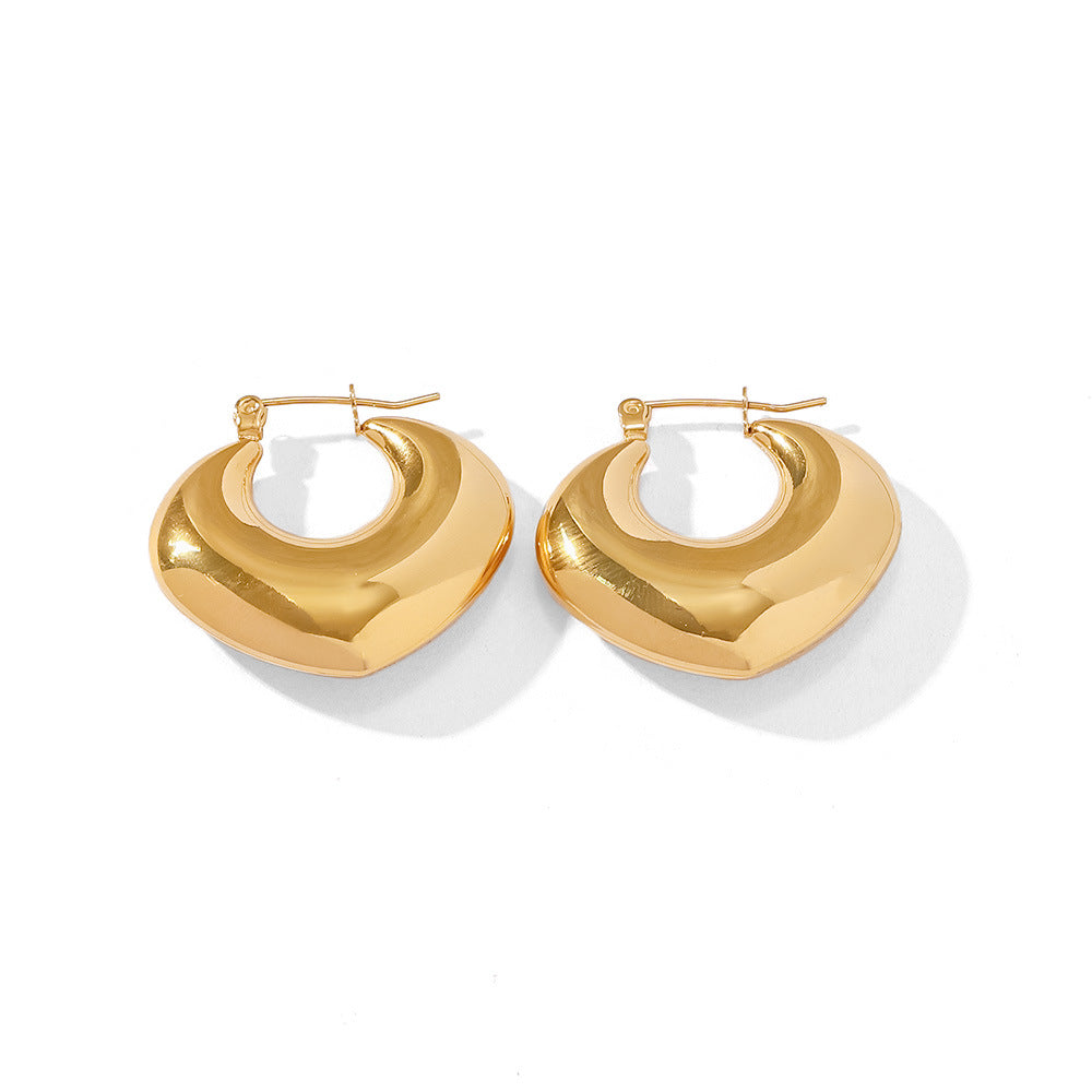 Gold Bold Flat Twist Hoop Earrings