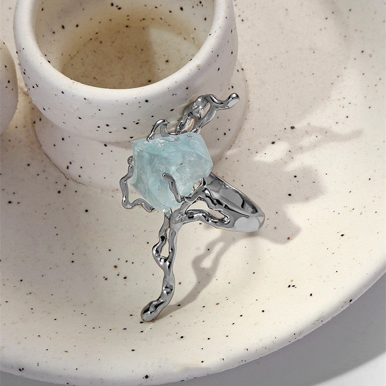 Blue Glacier Natural Stone Opening Ring