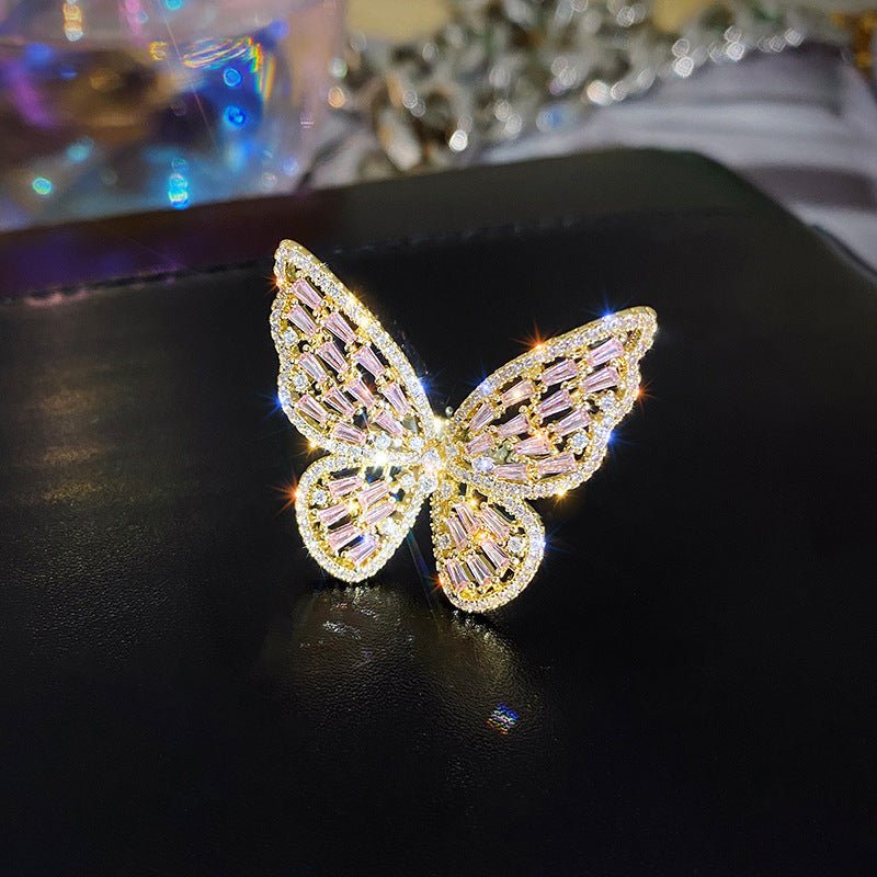 Butterfly Rhinestone Openings Ring