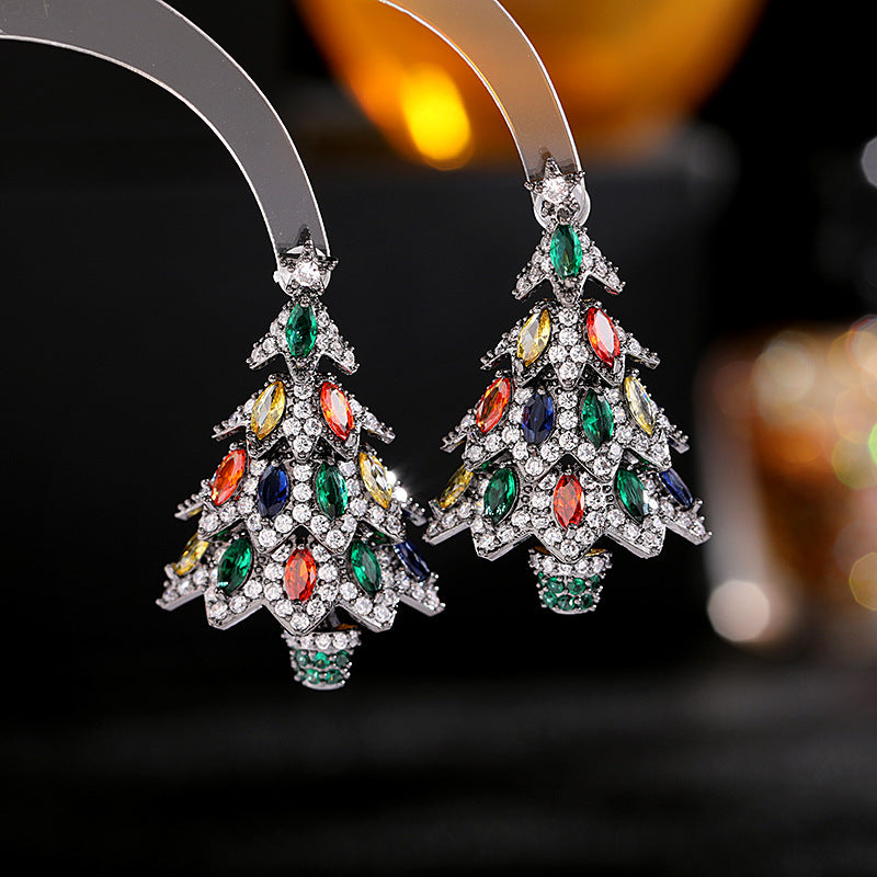 Fancy Designer Vintage Multicolor  Zircon Christmas Tree Earring